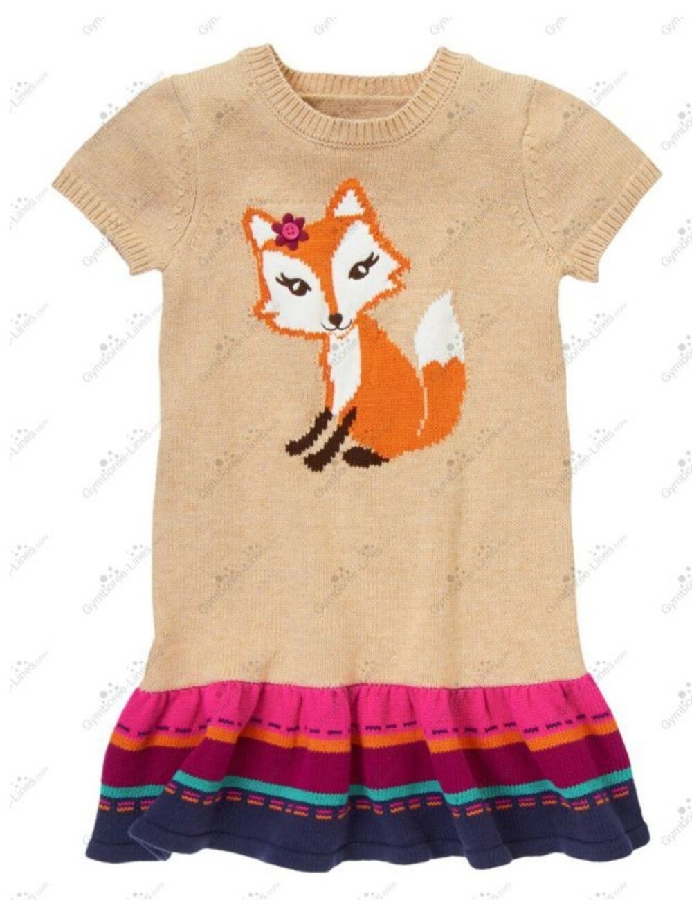 Gymboree vintage "Fashionable Fox" flower fox sweater dress